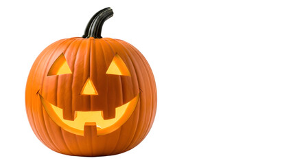 Fototapeta premium Carved halloween pumpkin jackolantern isolated on transparent background