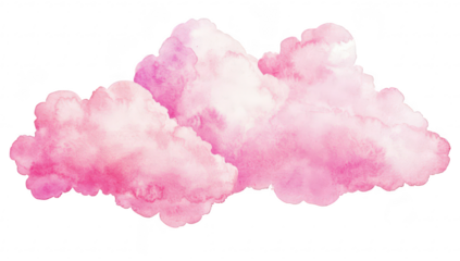 A soft and dreamy watercolor illustration of fluffy pink clouds. capturing a serene and whimsical atmosphere. perfect for backgrounds in creative projects or childrens themes