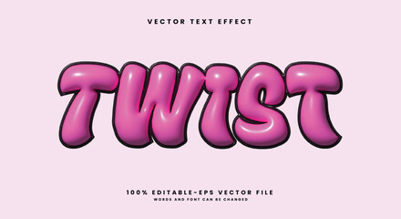 Twist pink inflated style 3d editable text effect Template