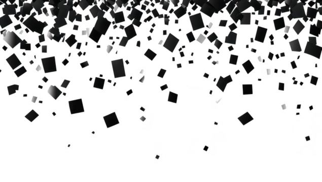A dynamic abstract background featuring a flurry of black and gray squares cascading from the top. creating a sense of movement and depth. ideal for use in modern design projects