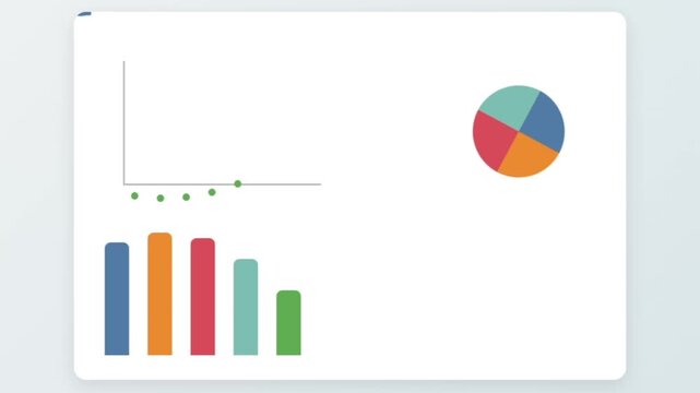 A collection of various data visualization charts including a bar graph, a scatter plot, and a pie chart, presented on a white background.