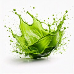 Fresh green splashing in water isolated on white background