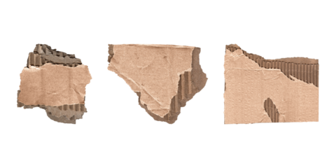 cardboard note and label pieces set, png on transparent

