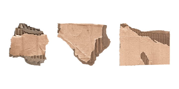 cardboard note and label pieces set, png on transparent
