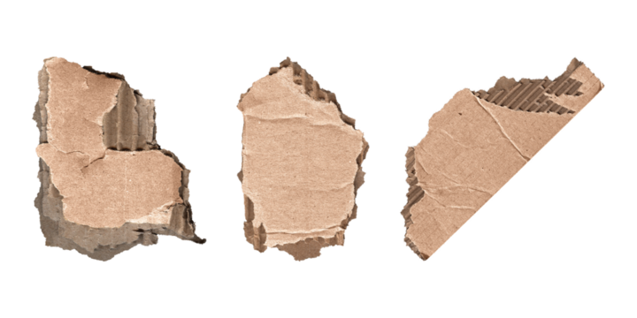 cardboard note and label pieces set, png on transparent
