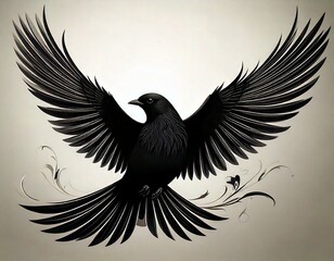 Black bird Silhouette Vector - Symbolic Flying Bird Design for Serenity and Art 