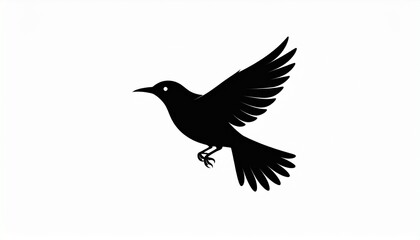 Black bird Silhouette Vector - Symbolic Flying Bird Design for Serenity and Art 