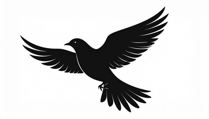 Black bird Silhouette Vector - Symbolic Flying Bird Design for Serenity and Art 