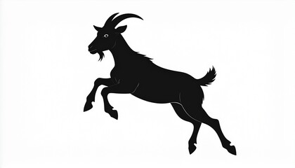 Jumping Goat Silhouette Vector - Dynamic Farm Animal Design-