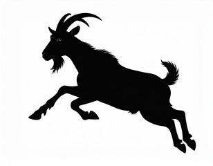 Jumping Goat Silhouette Vector - Dynamic Farm Animal Design-
