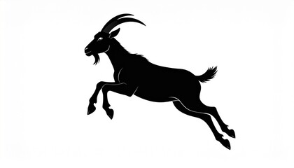 Jumping Goat Silhouette Vector - Dynamic Farm Animal Design-