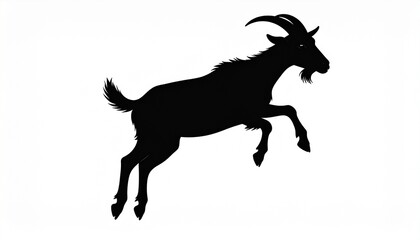 Jumping Goat Silhouette Vector - Dynamic Farm Animal Design-
