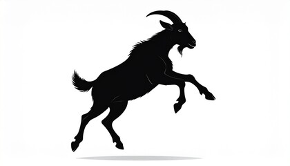 Jumping Goat Silhouette Vector - Dynamic Farm Animal Design-