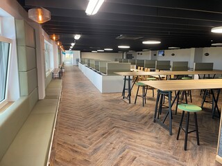 brand new restaurant area in warehouse facility