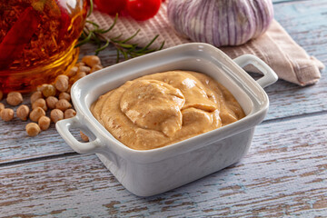 Organic homemade hummus creamy snack