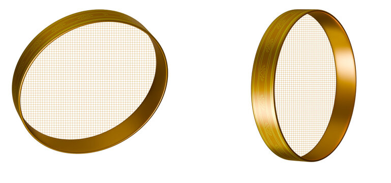 Golden metallic chalni traditional round kitchen sieve for cooking and festivals