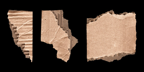 cardboard labels and note pieces set on black background
