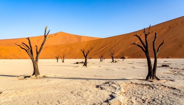 Dead trees in a desert landscape - Powered by Adobe