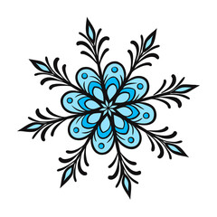 Decorative Winter Snowflake with a Floral Design
