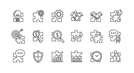 Hand drawn business icons representing finance growth strategy ideas and teamwork vector