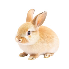 Obraz premium A fluffy. light brown rabbit sits gracefully on a clean white background. its soft fur and adorable features. perfect for use in childrens books. pet care articles. or nature-themed designs