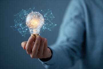 Creative Spark of Genius Represented by a Digital Lightbulb.