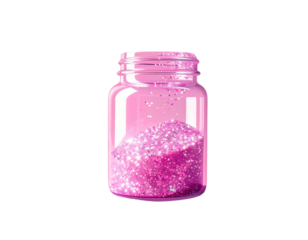 glass jar with pink liquid