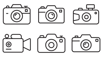 Camera Icon Set – Outline and Minimal Symbols for Photography, Media, and Digital Content Design