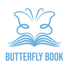 butterfly book flat minimalist logo design
