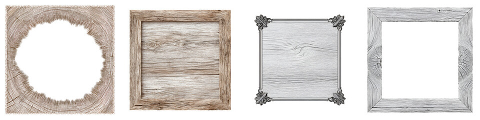Rustic Wood Frame Collection: Photo Frames with White Space for Image Placement