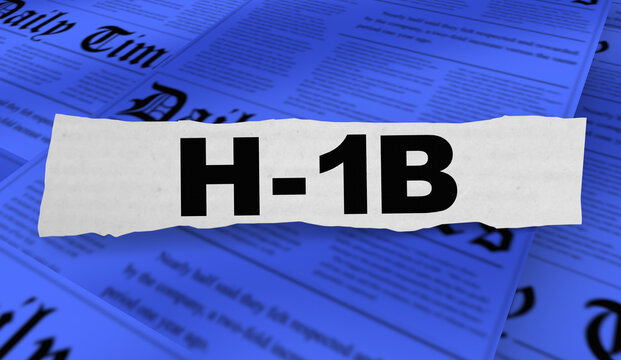 H-1B Visa News Headline Foreign Worker Immigration 3d Illustration