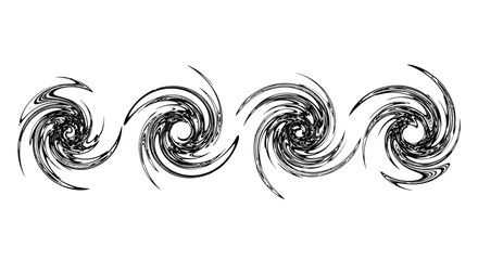 Fototapeta premium Four abstract swirling vortex shapes creating dynamic abstract art vector