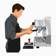 Professional Barista Skillfully Crafting Fresh Coffee with an Espresso Machine, Highlighting Expert Beverage Preparation and Daily Cafe Work
