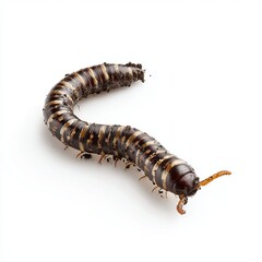 Millipede Close-up: Detailed studio shot captures the segmented body and multiple legs of a millipede. A tiny creature of nature's intricate design, showcasing the wonders of the micro world.