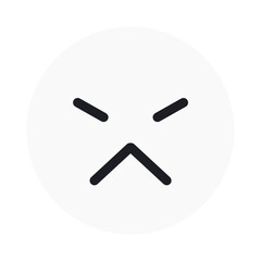 怒った顔のシンプルなアイコン（顔部分白塗り・黒線版）