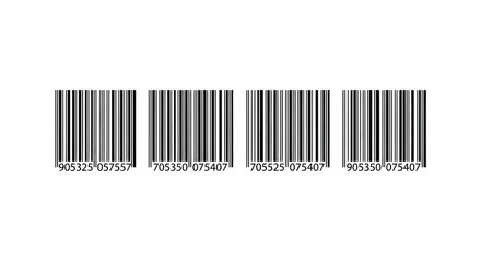 Four identical barcodes with numerical codes displayed clearly on a white surface vector