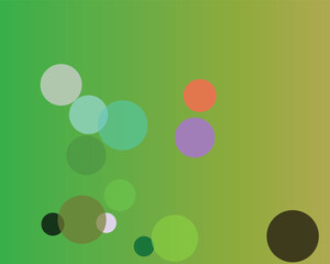 Bubbles and circles in soft colors on a green gradient