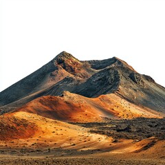 Naklejka premium Volcanic Peak: A dramatic view of a volcanic cone dominates the landscape, showcasing the raw power of nature with a blend of textures and colors in a stunning natural formation.