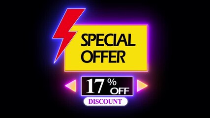 Special Offer 17 Percent Off Discount with Creative Brush Stroke Animation, Modern Sale Banner, Business Promotion Concept for Marketing and Advertising - Powered by Adobe