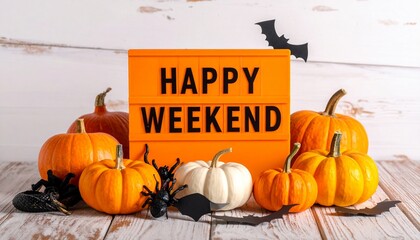 Happy Halloween Weekend Festive Pumpkins and Spooky Decor