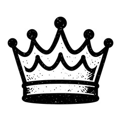 Regal Grunge Crown: Hand-Drawn Black & White Monarch Symbol, Perfect for King & Queen Designs, Vintage Royal Accessory, Distressed Imperial Power Emblem, SEO-Friendly Vector Clip A
