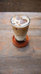 Iced Coffee with Palm Sugar Served in a Glass