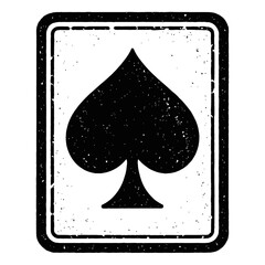 Distressed Black Spade Playing Card Symbol - Vintage Grunge Vector Illustration for Poker, Casino, & Card Games. Classic Retro Gaming Icon with Worn Texture, Perfect for All Graphi