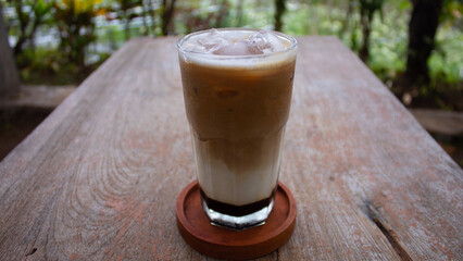 Iced Coffee with Palm Sugar Served in a Glass