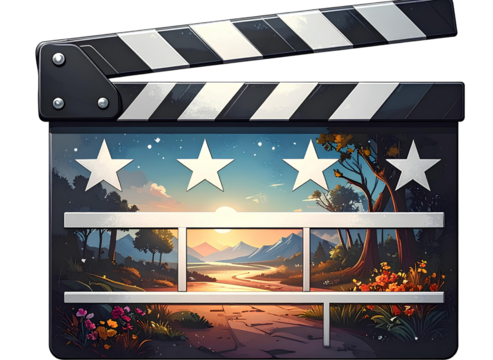 Firefly_Cinema Clapperboard PNG – Transparent Film Icon