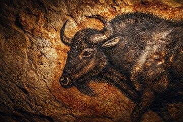 Ceiling Drawings of Altamira Cave: Charcoal Art Featuring Bisons Celebrating Cantabrian Culture