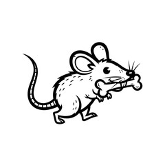 Obraz premium Illustration of a mouse carrying a bone isolated on transparent background in black halloween clipart