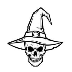 Skull wearing a witch hat isolated on transparent background for halloween design halloween clipart