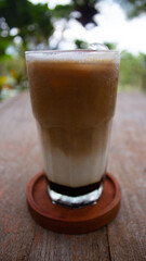 Iced Coffee with Palm Sugar Served in a Glass