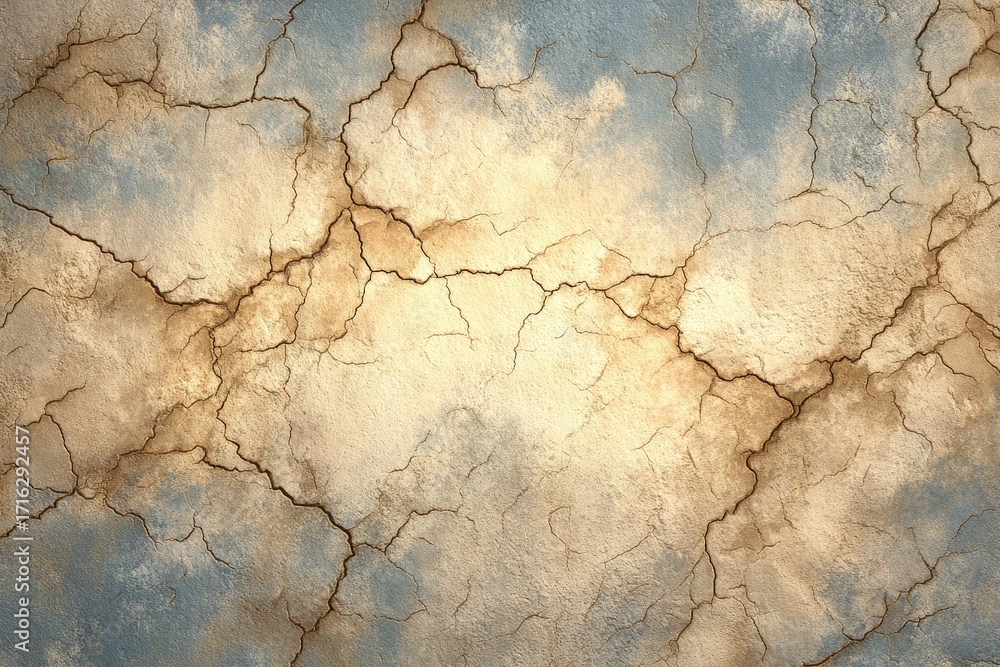 Poster an abstract textured surface showcasing intricate cracks and muted color variations, evoking a sense